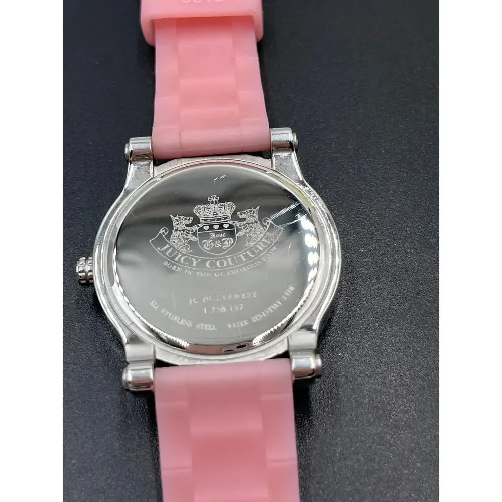 Juicy Couture HRH‎ 1900615 Ladies Pink Silicone Band Pave Watch New Battery